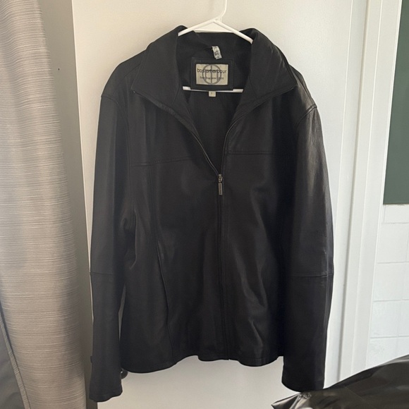 Men's Black Leather Jacket - Picture 1 of 5